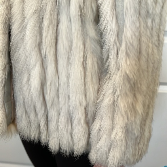 Vintage 80s light grey off white FOX stripe jacket L - Picture 7 of 11